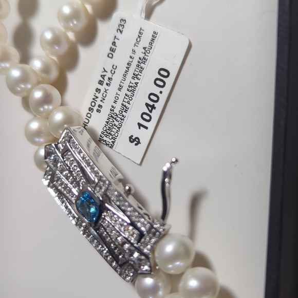 Set of 925 silver and pearl double stranded necklace and bracelet - Picture 8 of 9